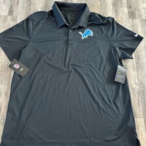 Nike NFL Detroit Lions Men's Polo Shirt in Black with Blue Emblem XXL